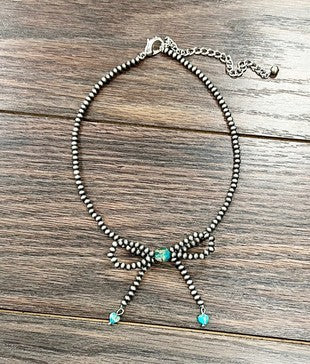 Maleah Faux Navajo Pearl Bow Necklace