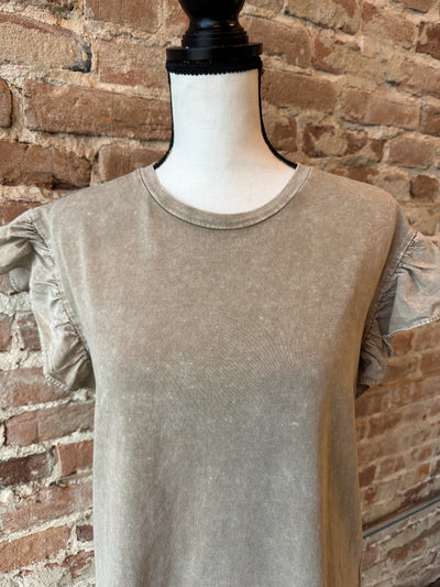 Bloomer Ruffle Sleeve Top [Taupe] ✜ON SALE NOW: 25% OFF✜