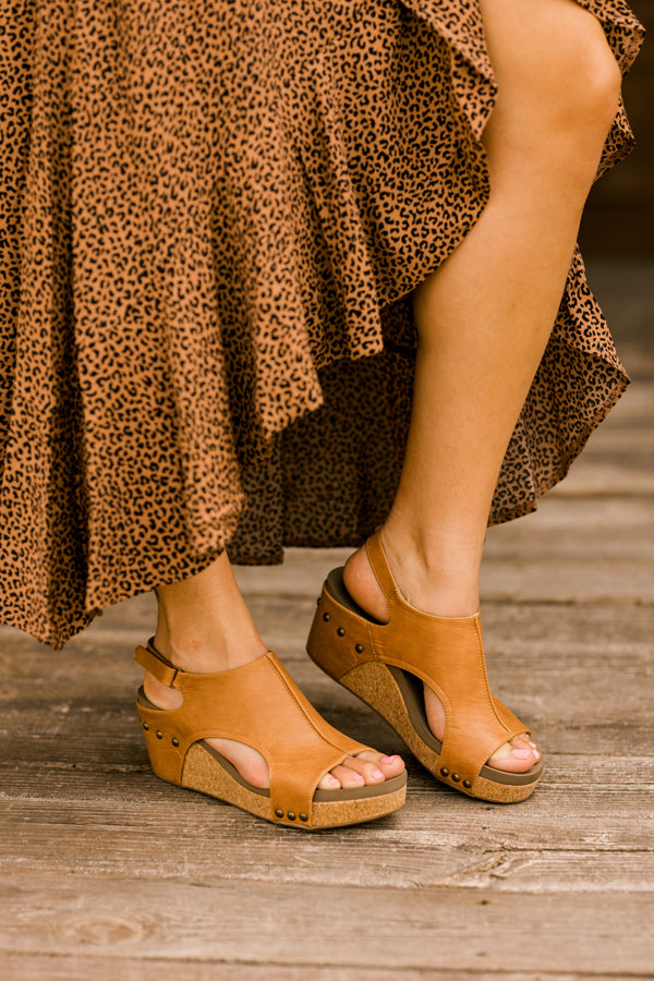 Corkys Footwear Boutique By Corkys Carley Corkys Footwear Corky Wedges Corky's Carley Wedge Sandals [Cognac