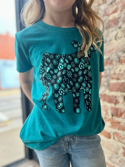 Timber Turquoise Show Steer Youth Graphic Tee
