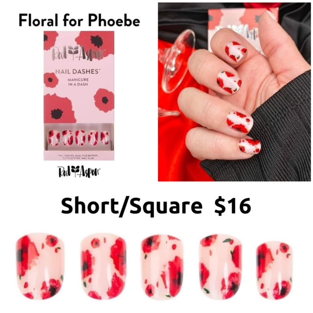 Red Aspen Nail Dashes [Floral for Phoebe]