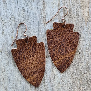 Diana Distressed Leather Arrowhead Earring ✜ON SALE NOW✜