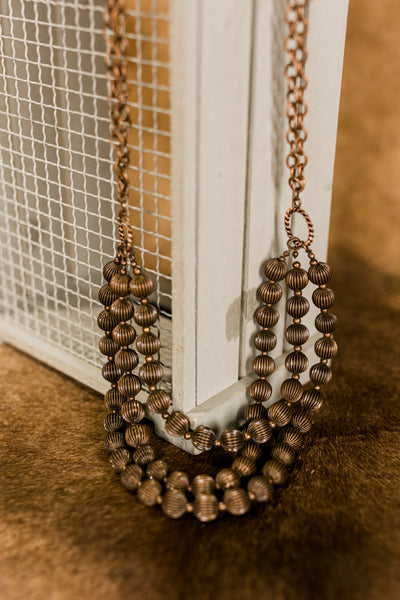 Susan Burnished Copper Multi Strand Melon Ball & Chain Necklace ✜ON SALE NOW: 25% OFF✜