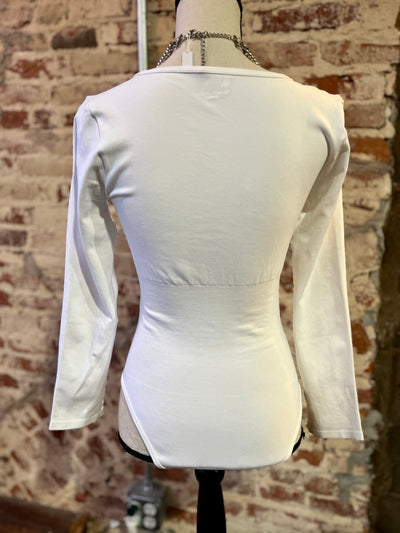 Hadley Slimming Ribbed Bodysuit [White]