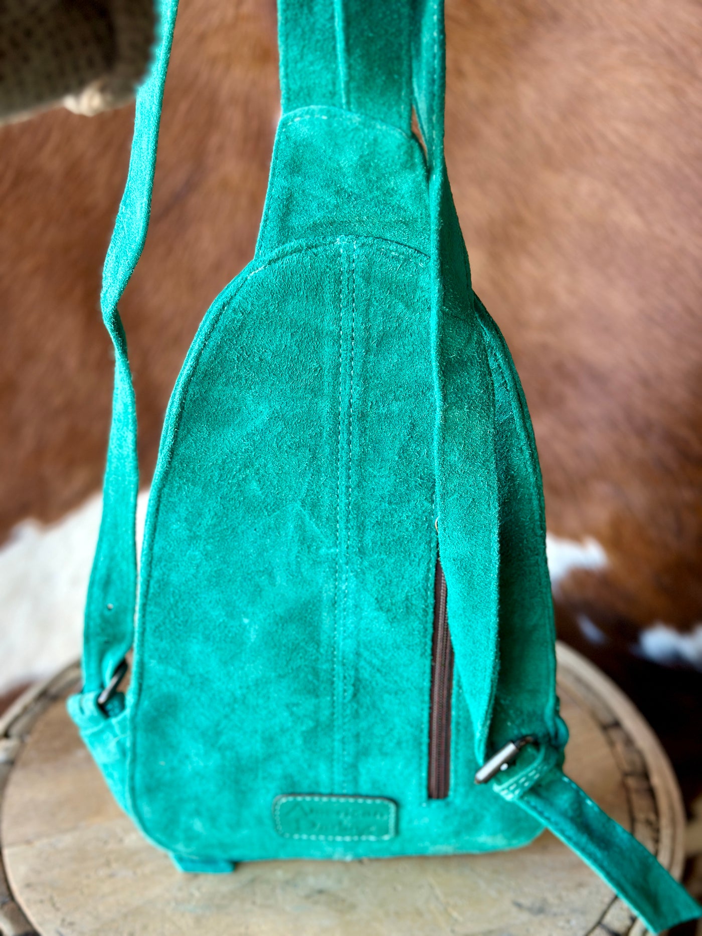 Dora Suede Leather Backpack [Teal]