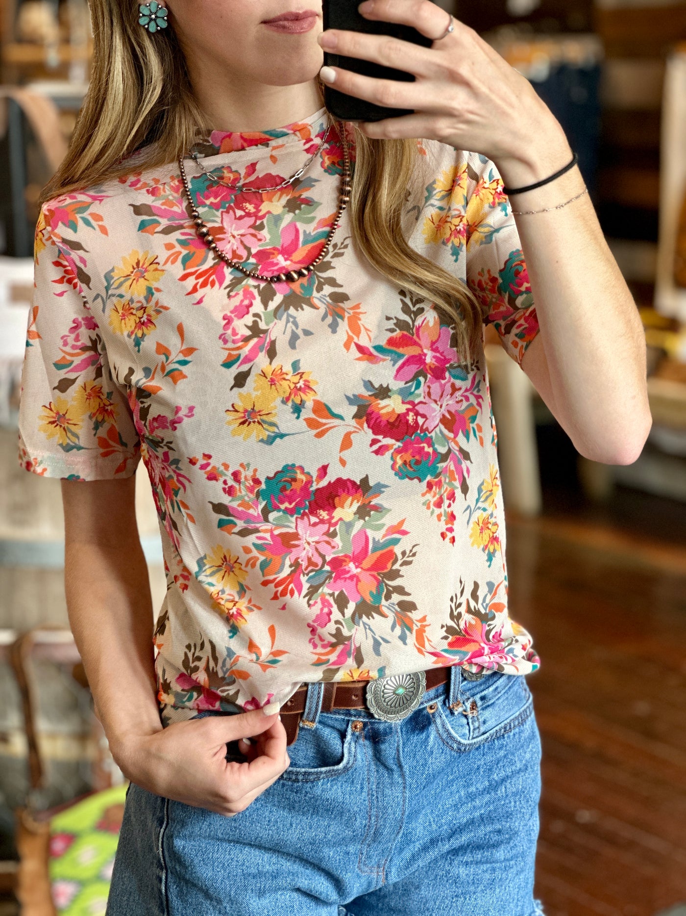 Kaci Floral Mesh Top ✜ON SALE NOW✜