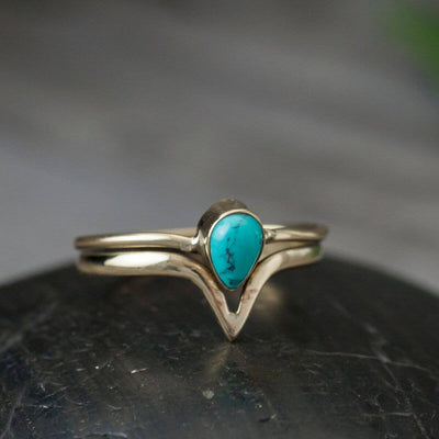 Convex Brass & Turquoise Ring