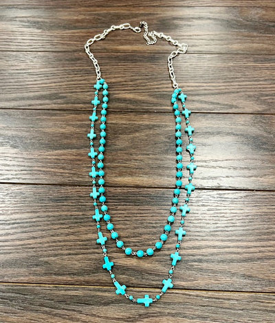 Liza Two Strand Turquoise Bead Necklace