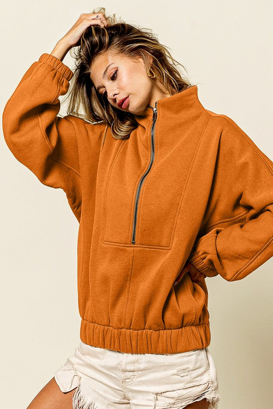 Brittney Half Zip Pullover [Rust Orange]