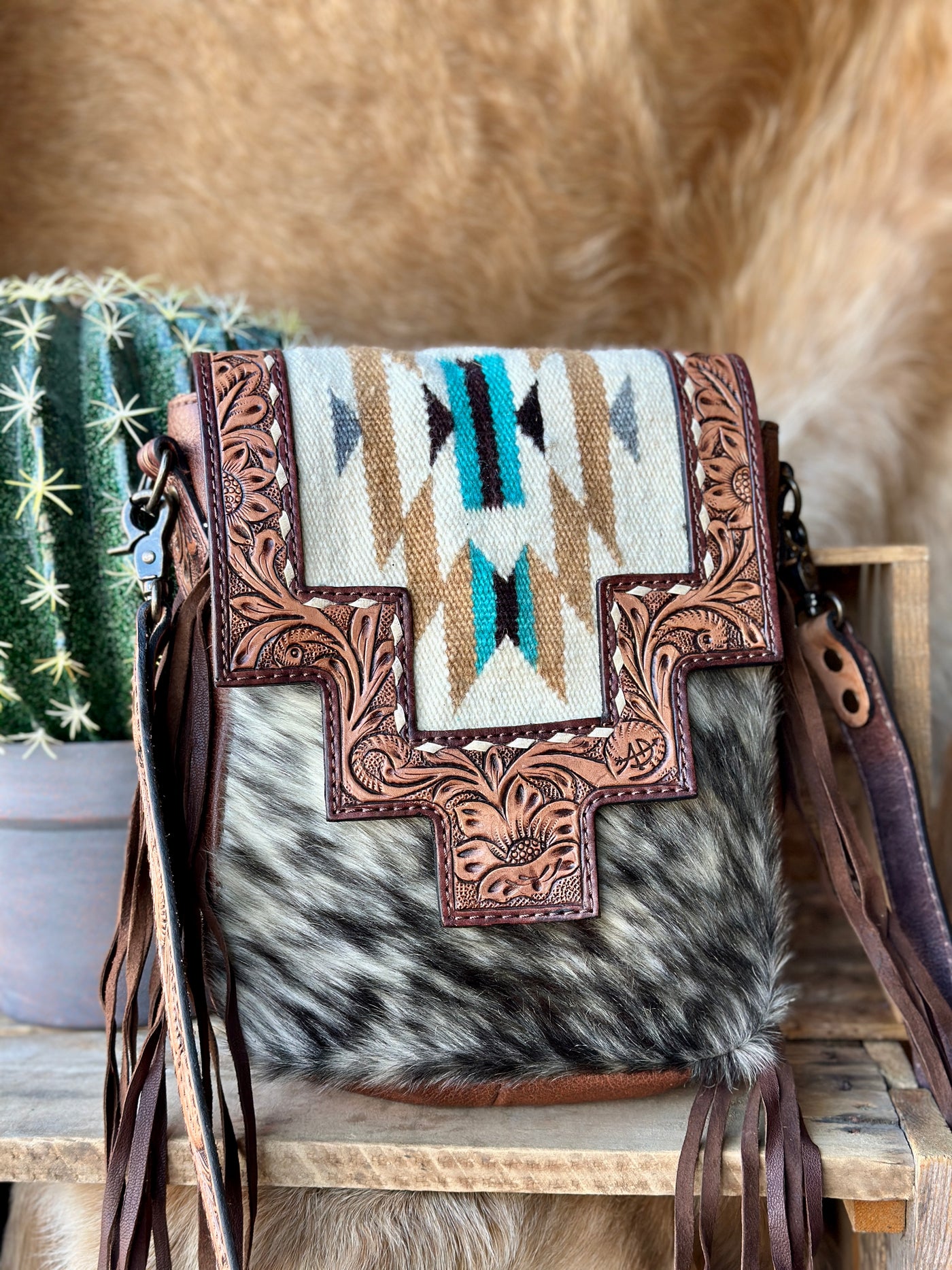 Morgan Saddle Blanket Crossbody Fringe Bag