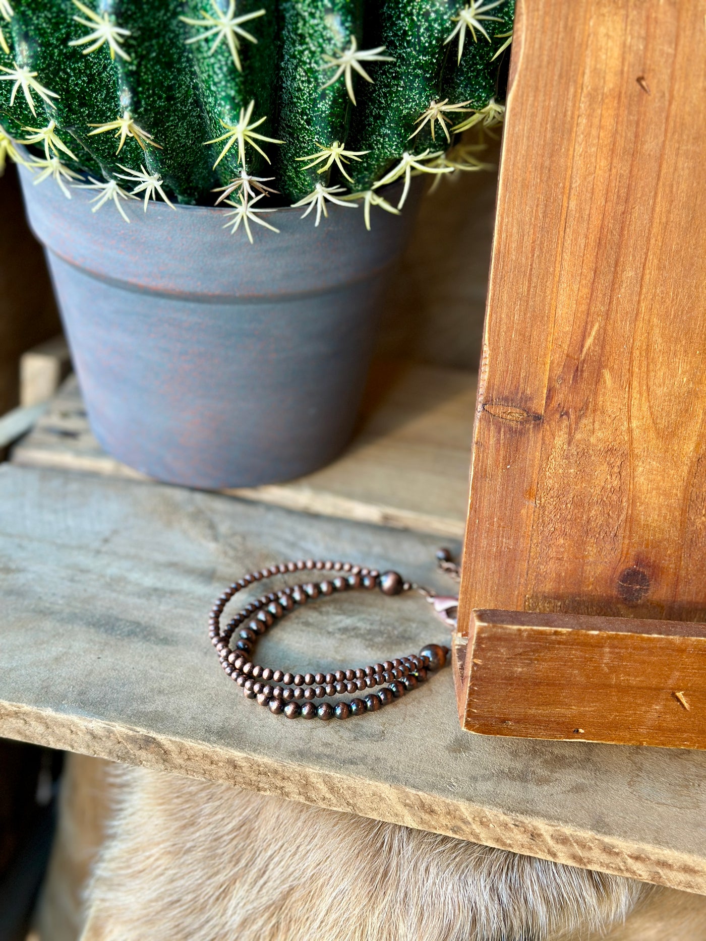 Theta Copper Faux Navajo Pearl Adjustable Bracelet