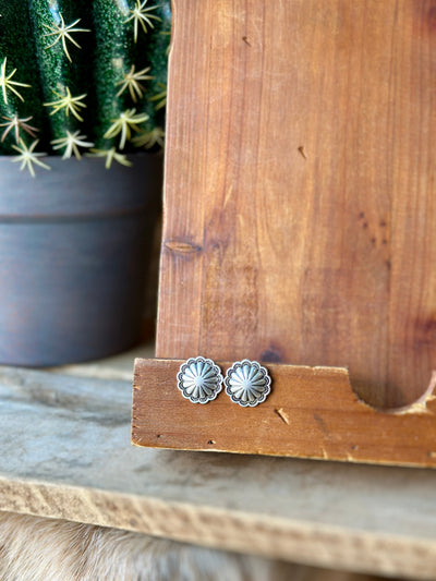 Shiloh Round Concho Stud Earrings