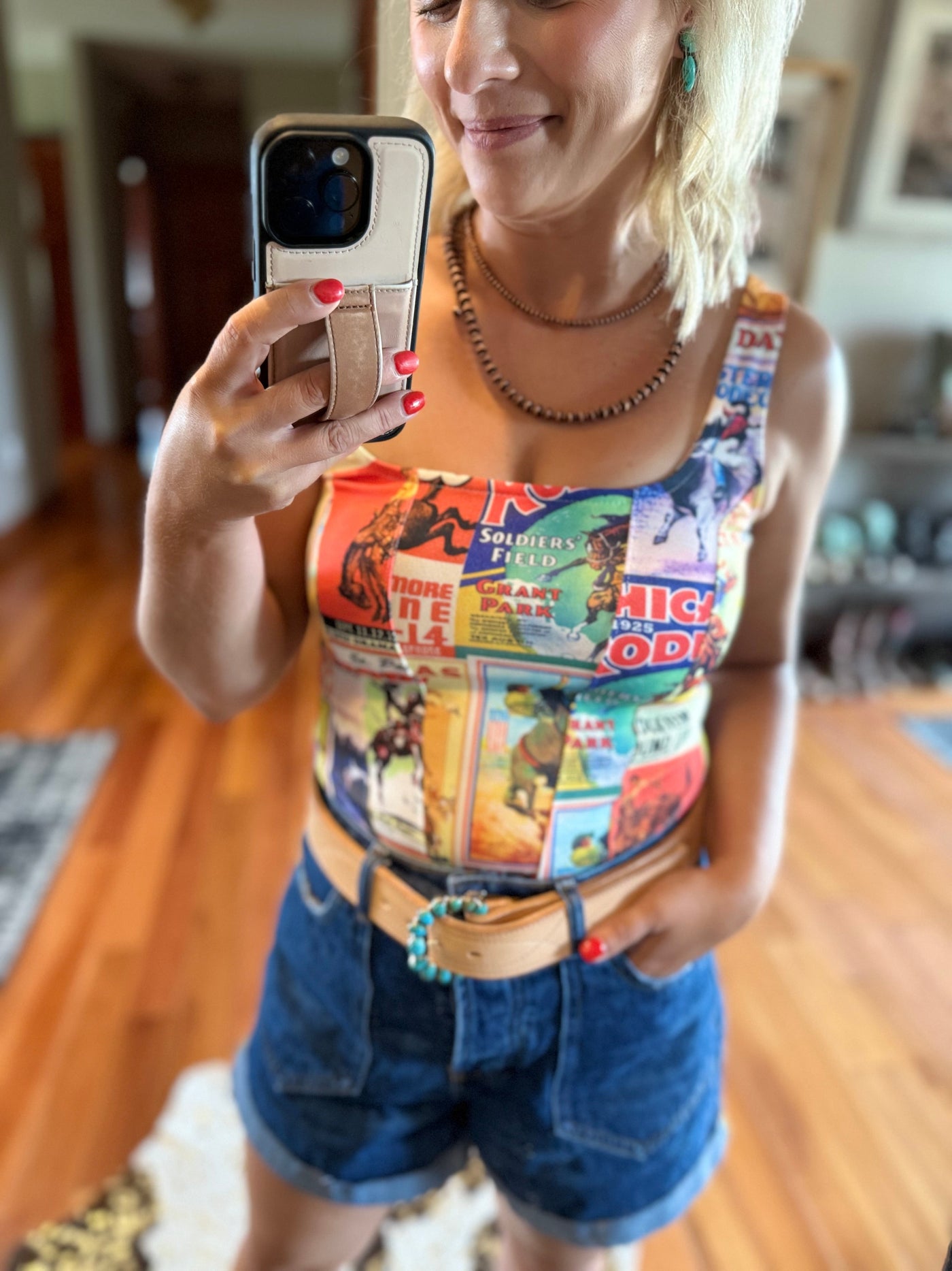 Boden Cowboy Poster Corset Top