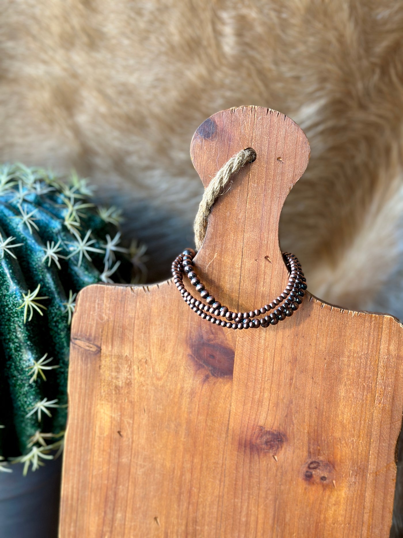 Theta Copper Faux Navajo Pearl Adjustable Bracelet