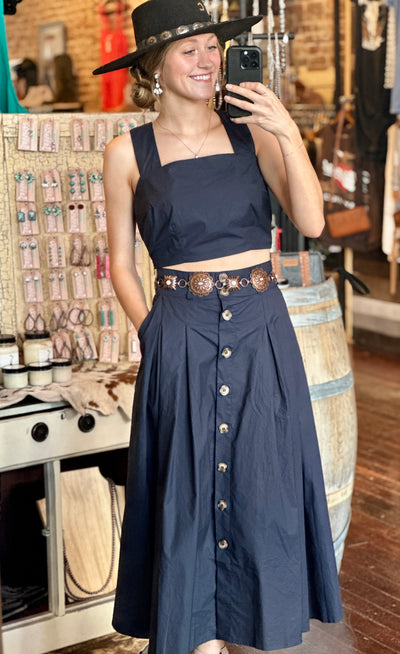 Vicki Button Skirt & Tank Set [Navy] ✜ON SALE NOW 30% OFF ✜