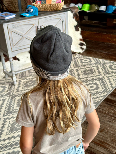 Hooey Beanie [Grey w/ White Aztec Stripe]