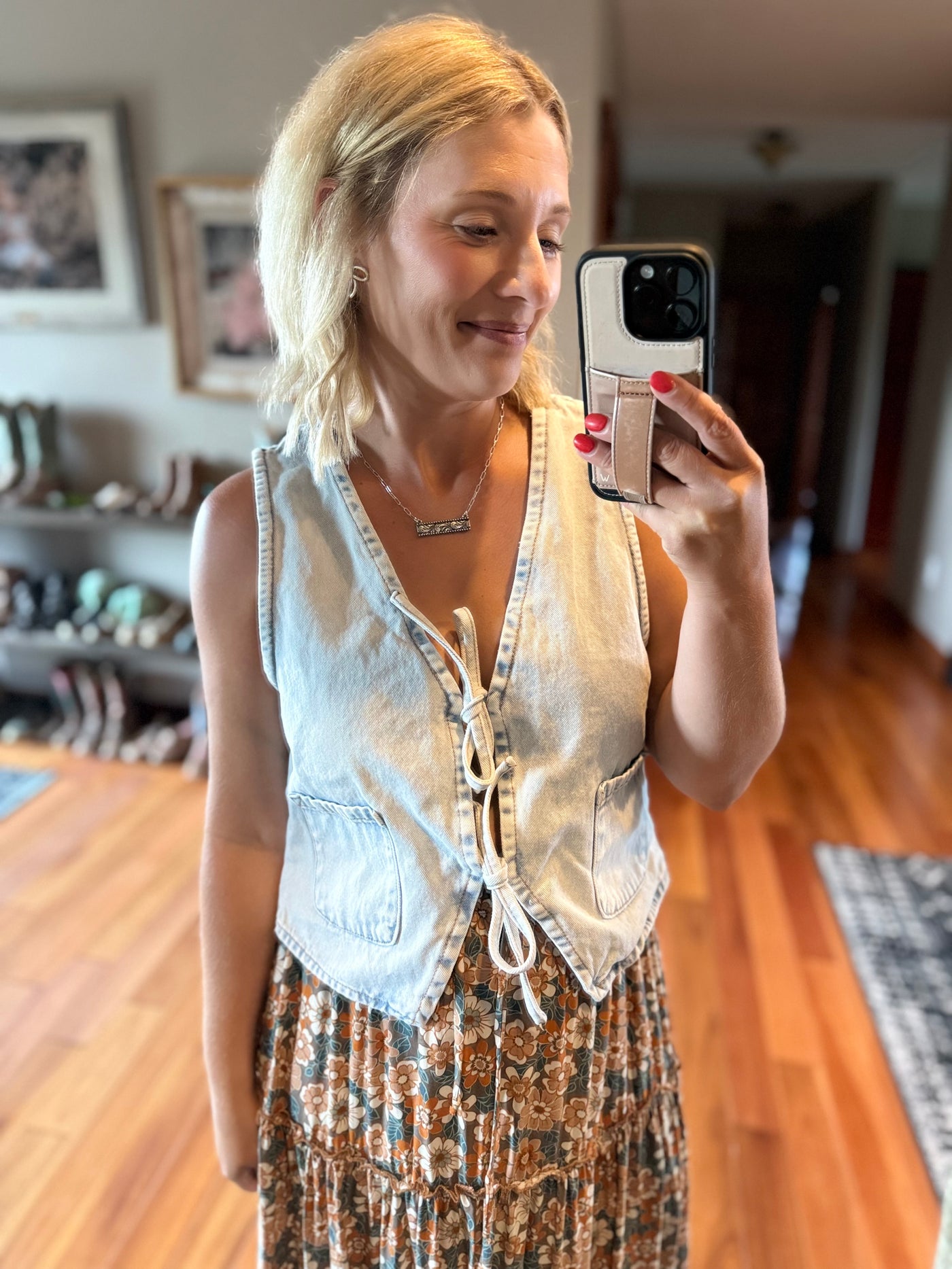 Harper Tie Front Denim Vest