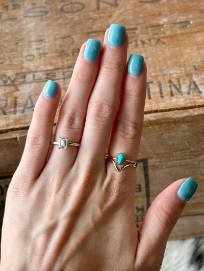 Convex Brass & Turquoise Ring