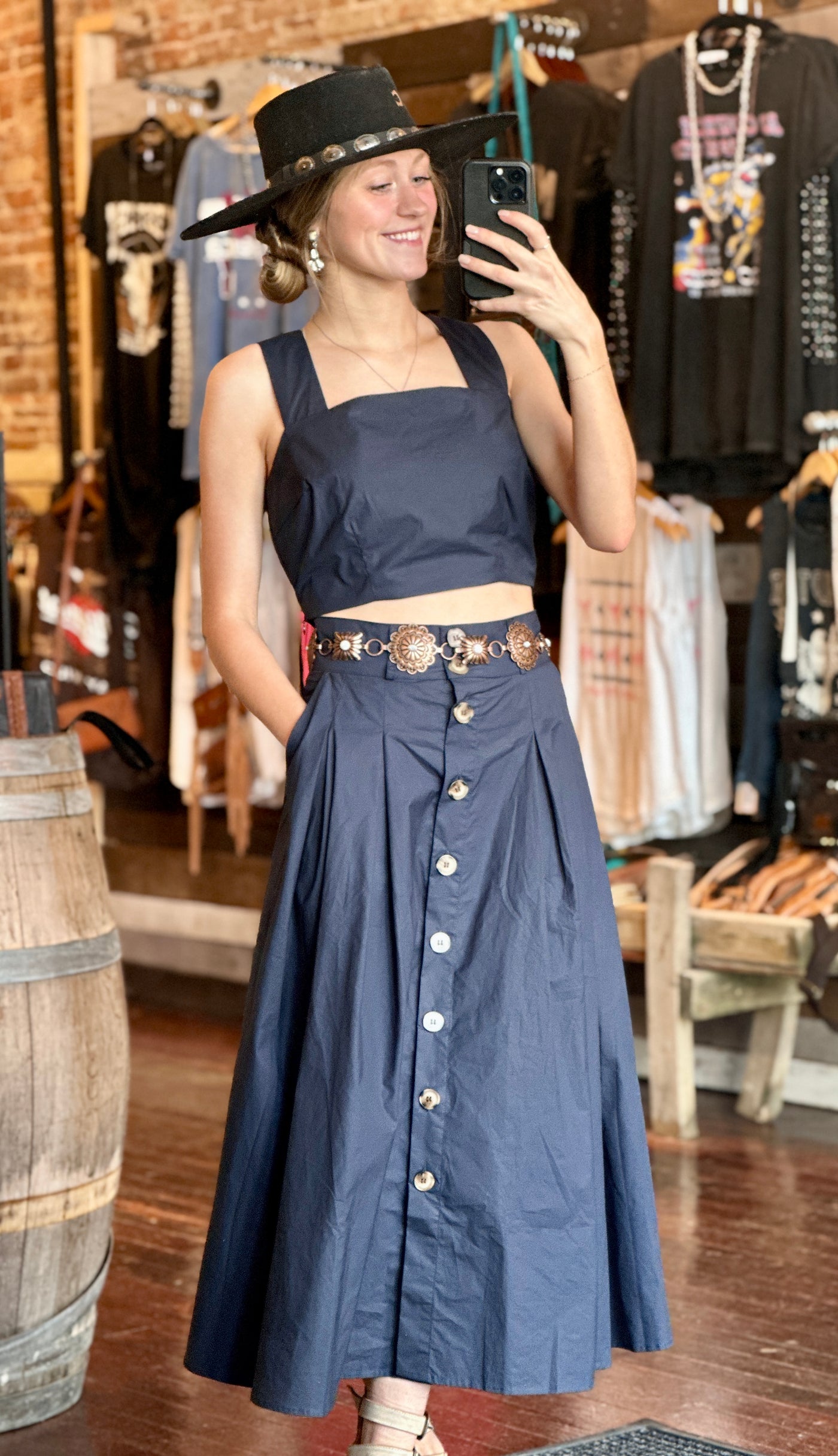 Vicki Button Skirt & Tank Set [Navy] ✜ON SALE NOW 30% OFF ✜