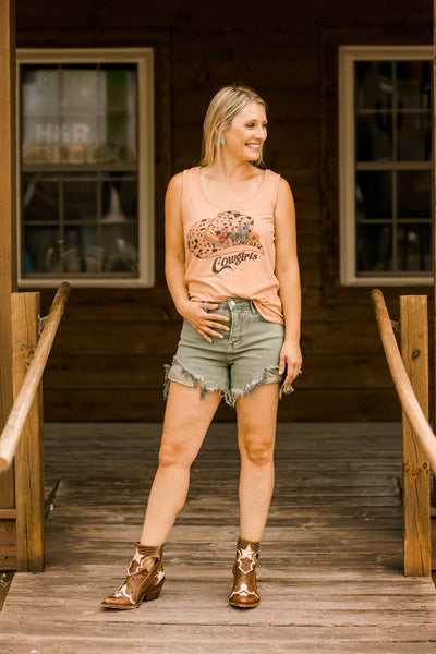 Karla High-Rise Denim Shorts [Olive] ✜ON SALE NOW✜