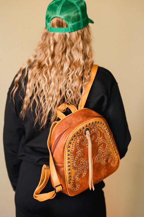 Alison Boot Stitch Studded Backpack [Tan] ✜ON SALE NOW | 40% OFF✜