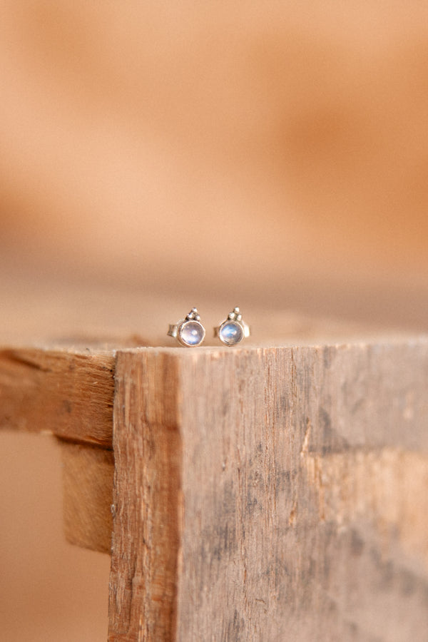 Arctic Glacier Moonstone Stud Earrings