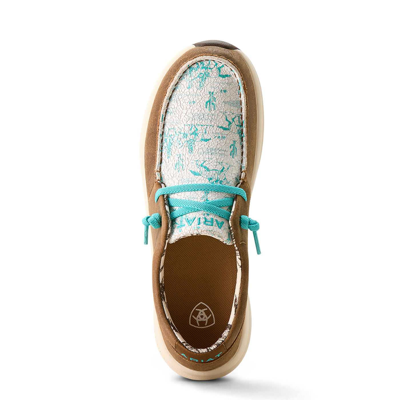 Waterproof Western Ariat Buckeye Slip-On Shoe [Turquoise & Honey Bear] Stock Photo