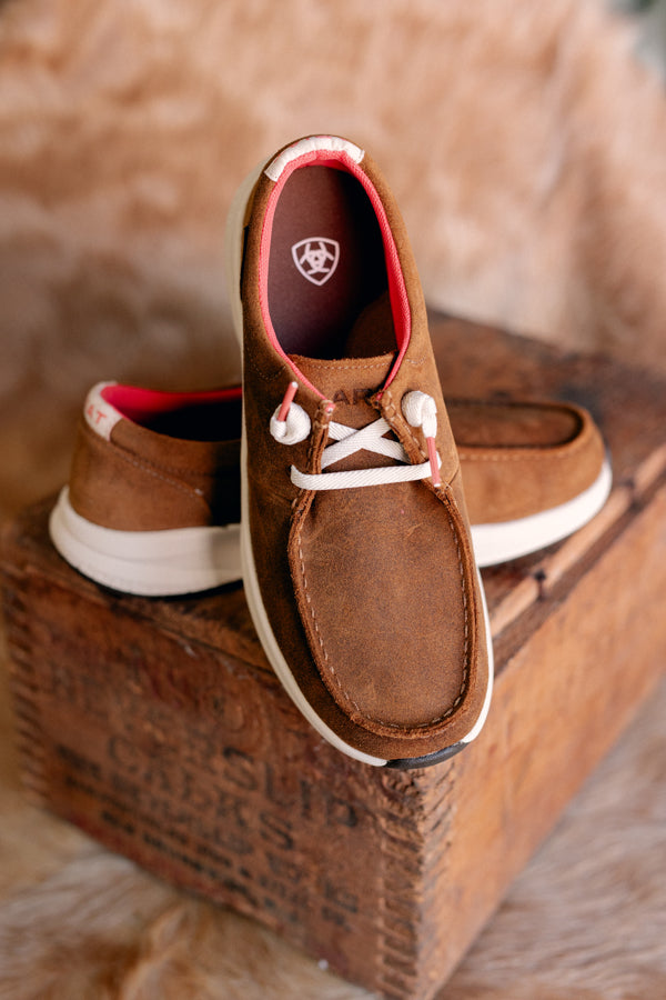 Waterproof Ariat Buckeye Slip-on Shoe [Weathered Honey Brown & White]