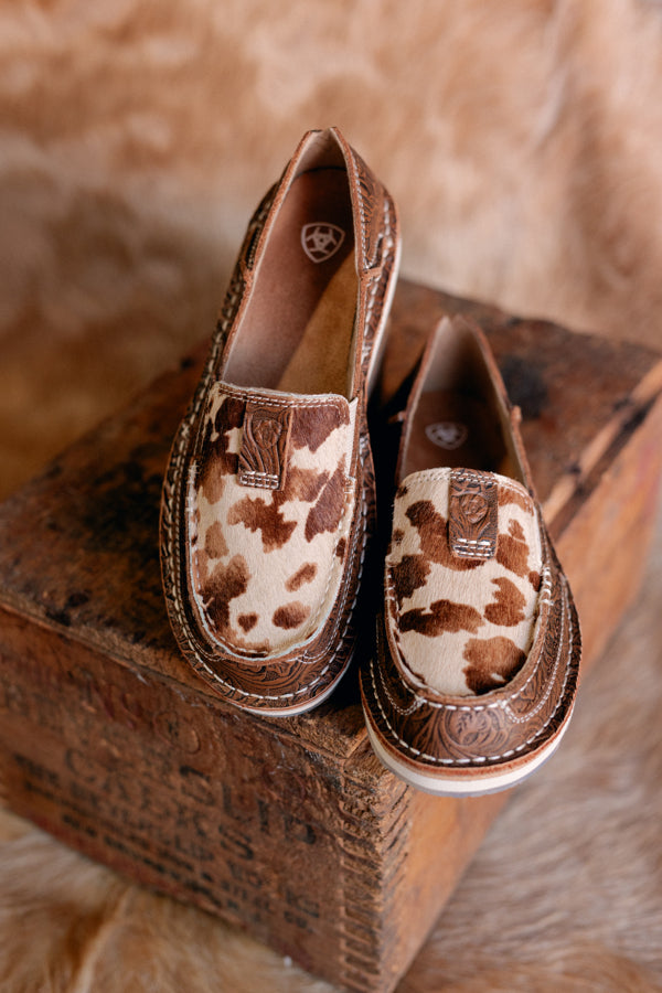 Ariat Cruiser Slip On Shoes [Tan Floral Emboss Brindle Hair on Hide]