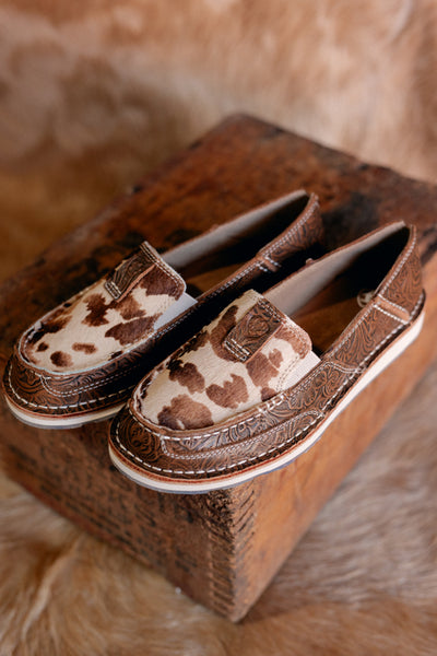 Ariat Cruiser Slip-On Loafer Shoe [Tan Floral Emboss Brindle Hair on Hide]