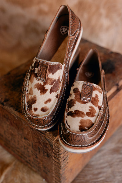 Women’s Ariat Cruiser Slip On Shoe [Tan Floral Emboss Brindle Hair on Hide]