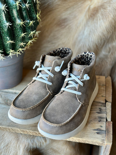 Ariat Hilo high-top moc toe slip-on shoes with cushioned insole and breathable comfort.