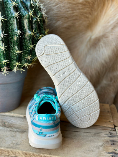 Ariat Hilo Slip-On Shoe in Turquoise Texarkana – Lightweight Western Casual Shoe with durable rubber sole.