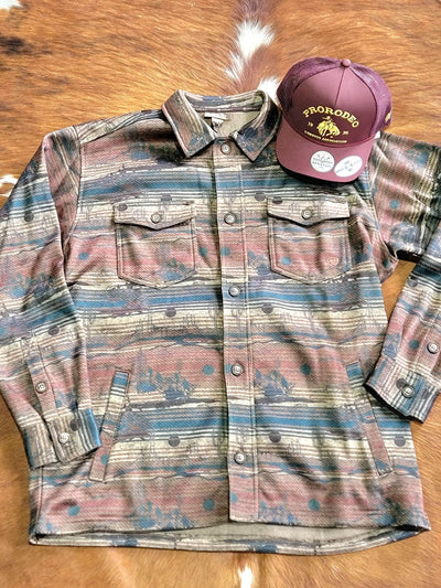 Ariat Men's Caldwell Printed Shirt Jacket available at Broker Leather downtown Waukon, Iowa and online.