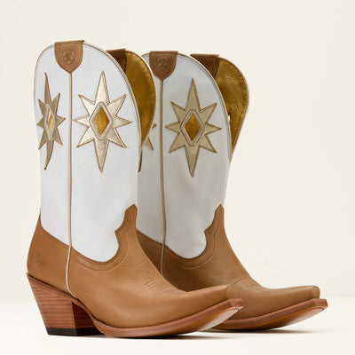 Stock picture of the Ariat Starlight Snip Toe Boot, emphasizing its 10-inch shaft, 2.5-inch heel, and high-quality craftsmanship.