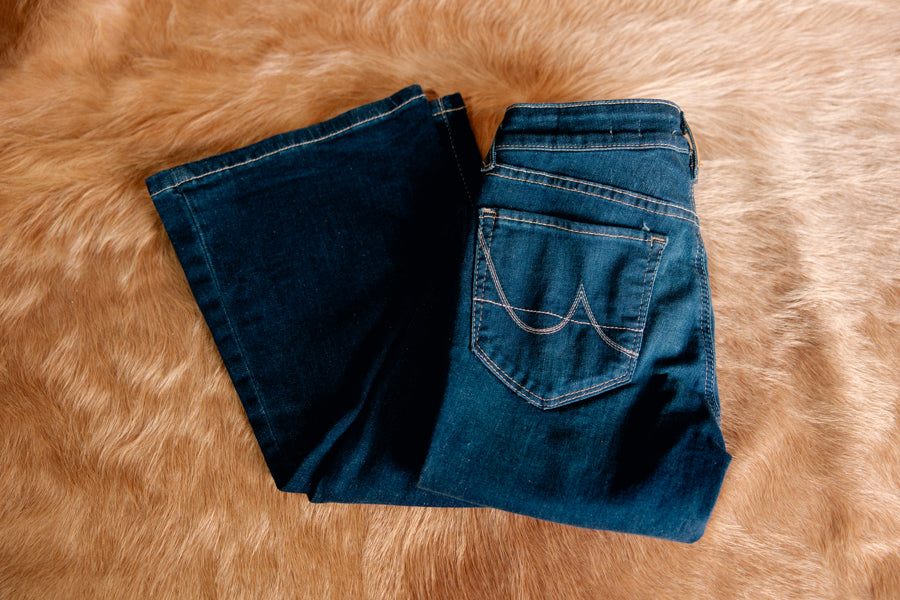 Ariat Ultra Stretch Perfect Rise Katie Flare Jeans in Maya wash available at Broker Leather.