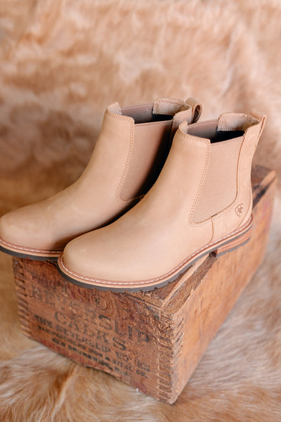 Ariat Wexford Boots  in Natural Tan Color with leather upper and comfort but durable insole for all-day wear.