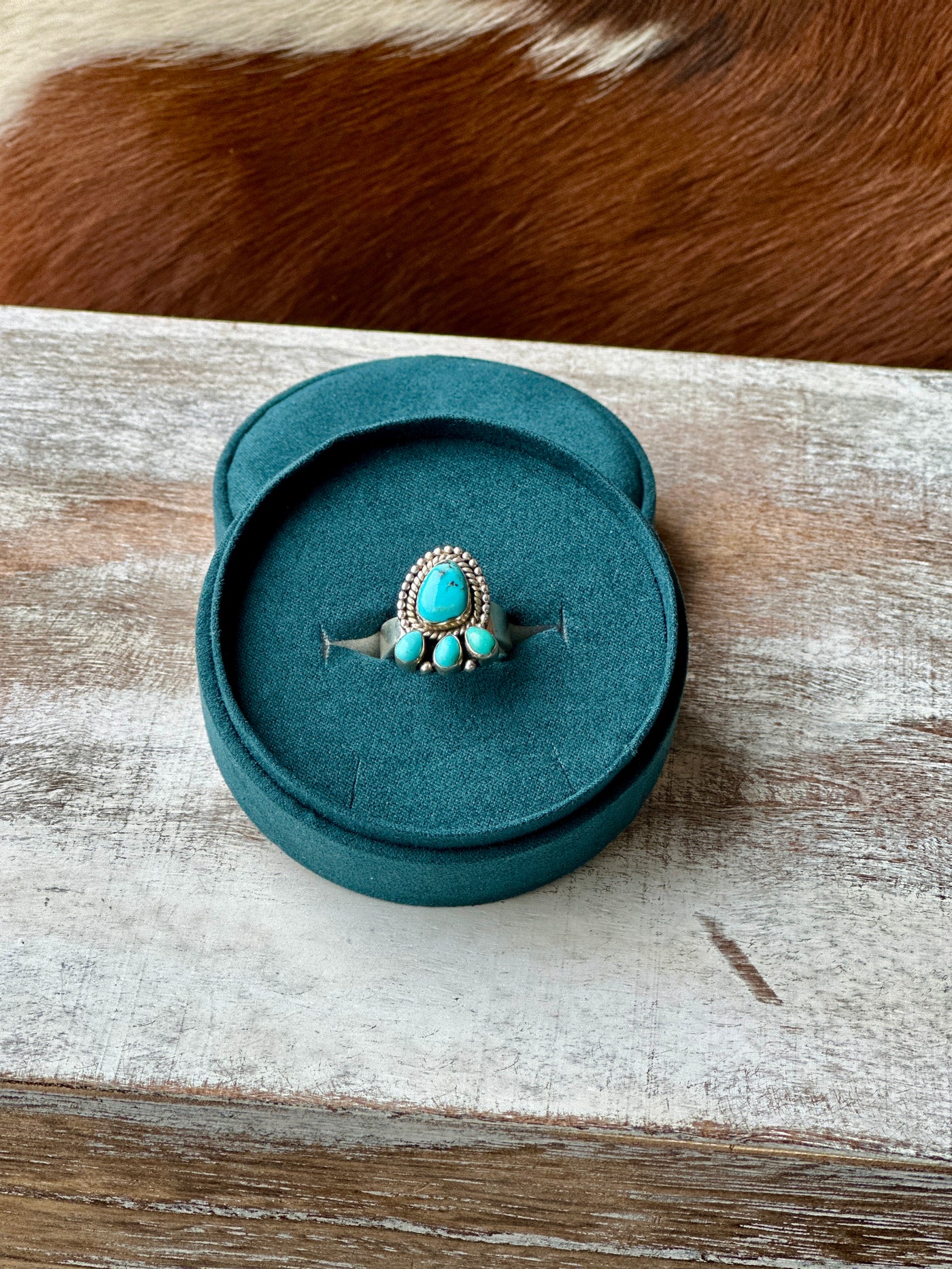 Atrina Adjustable Authentic Turquoise Ring