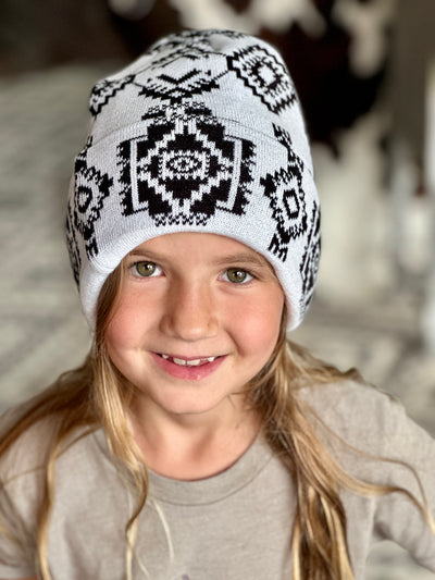 Hooey Beanie [White & Black Aztec]