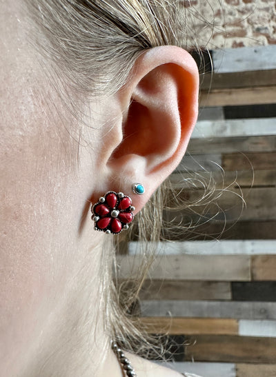 Amber Concho Flower Earring