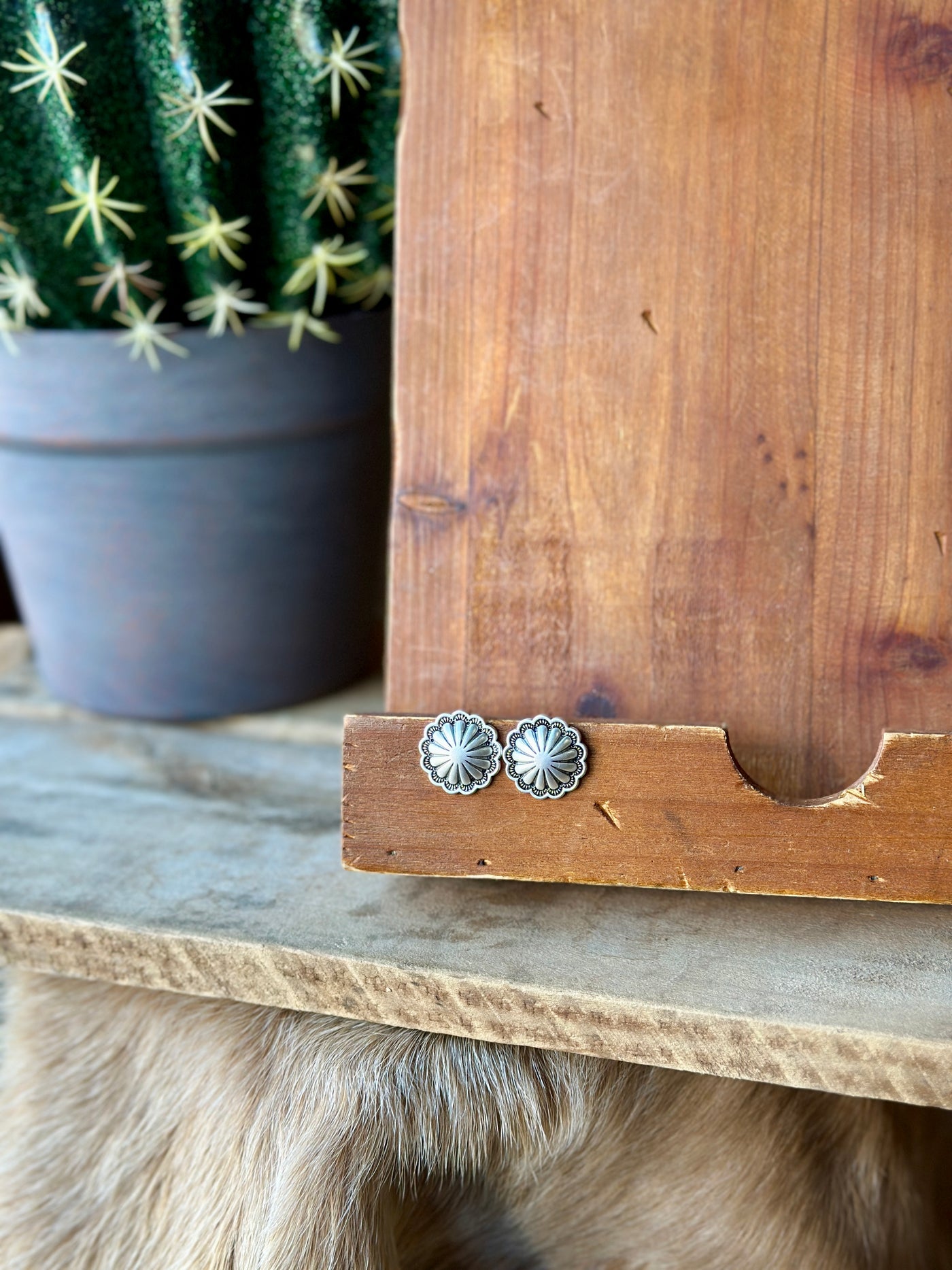 Shiloh Round Concho Stud Earrings