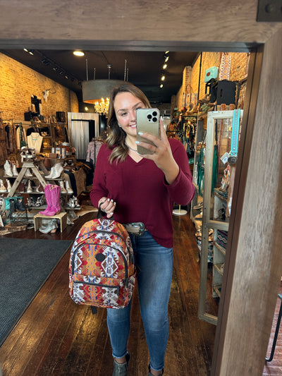 Beth Sunset Colored Aztec Backpack