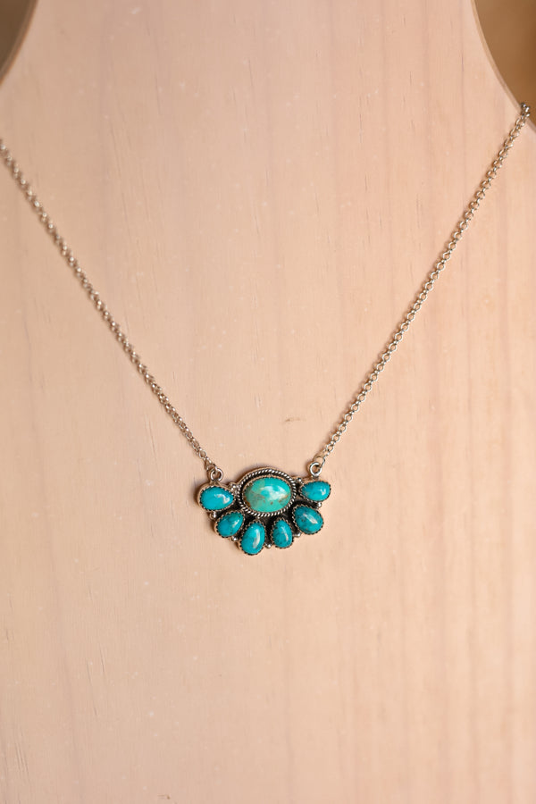 Bill Authentic Turquoise Half Cluster Necklace