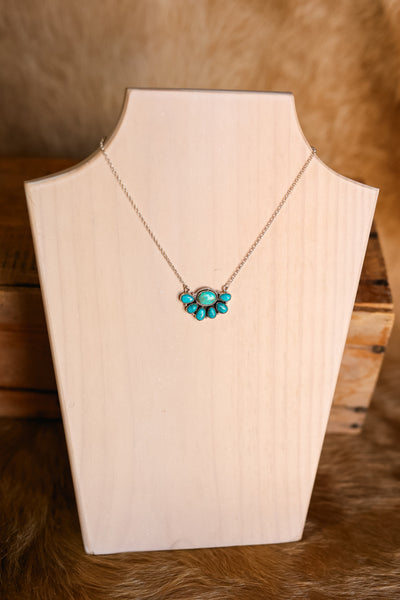 Bill Authentic Turquoise Half Cluster Necklace