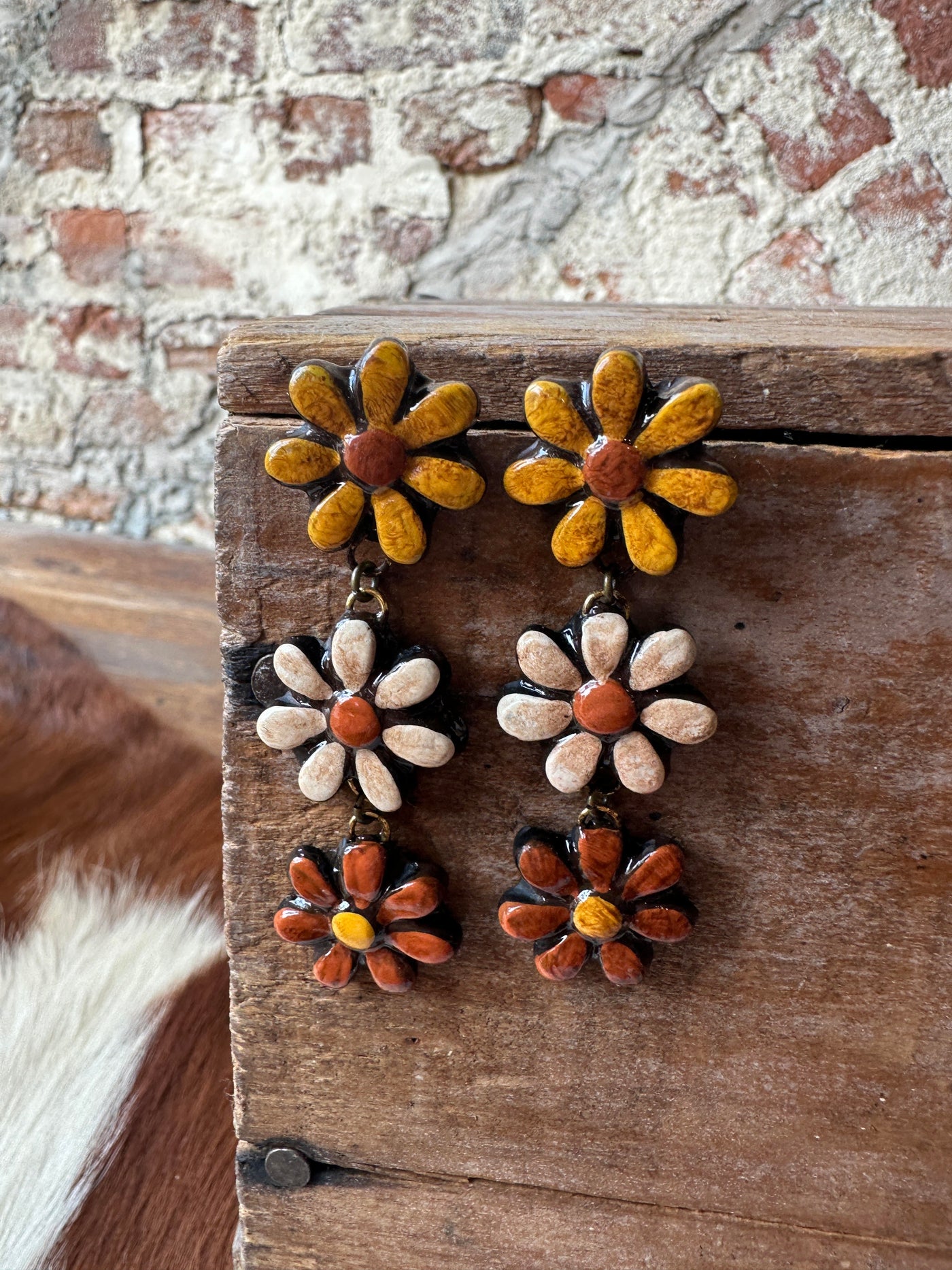 Bindi Clay Floral Dangle Earrings