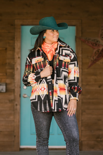 Blaze Black & Sunset Aztec Shacket