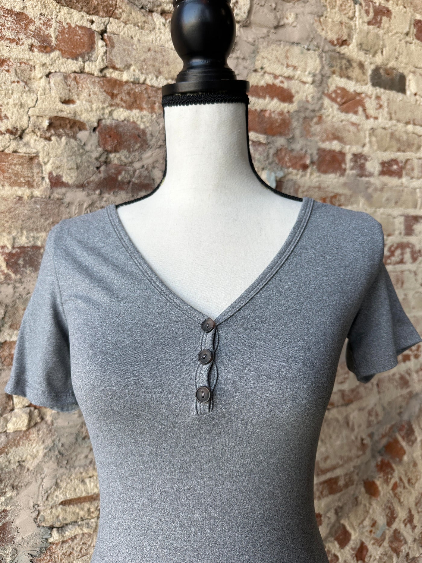 Bodie Button Bodysuit [Grey]