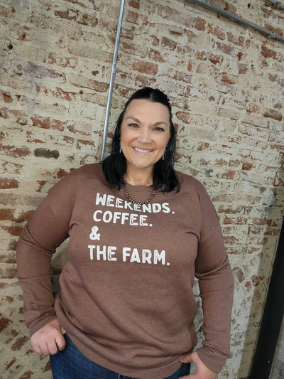 Flattering coffee-themed sweatshirt, perfect for caffeine lovers.