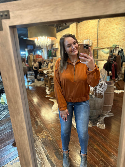 Brittney Half Zip Pullover [Rust Orange]