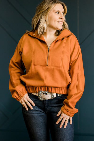 Brittney Half Zip Pullover [Rust Orange]